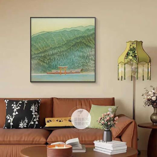感画小清新北欧风客厅挂画电视背景墙桌面摆台件高级感绿色餐厅装饰画 G3892 50*50 纹理油画布铝合金金框