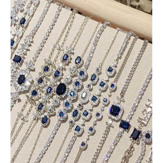 WSAY Tanzanite Bracelet Retro Super Sparkling Diamond Tanzanite Blue Crystal Sapphire Blue Zircon Exquisite Counter Bracelet 0113 Sapphire Blue Diamond Supermarket