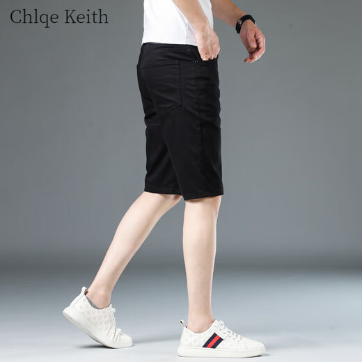 ChlqeKeith高端黑色牛仔短裤男修身韩版潮高端弹力休闲百搭五分中裤夏季薄款 1098-白色 31