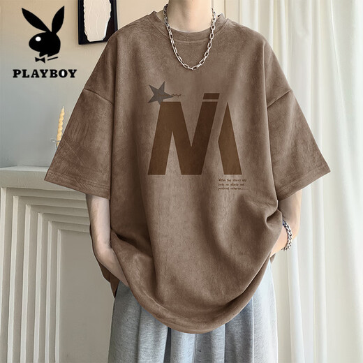 Playboy (Playboy) Aprikosenfarbe kurzärmeliges T-Shirt für Herren Sommerdünne Modelmark
