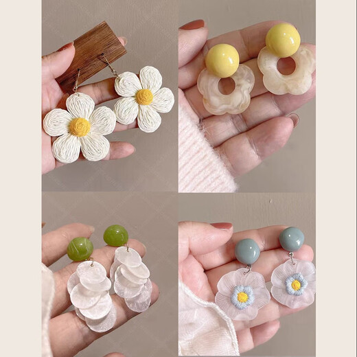 Boucles d'oreilles QBily [4 paires] Boucles d'oreilles à fleurs tressées de dopamine pour les boucles d'oreilles de style de style de vacances pour femmes accessoires d'oreilles dopamine [4 paires]