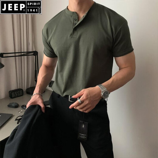 Jeep Spirit Henry Camisa pesada Americana Americana de algodón de algodón de algodón de verano Henry Henry Camiseta Yuppie Yuppie Camiseta Paul