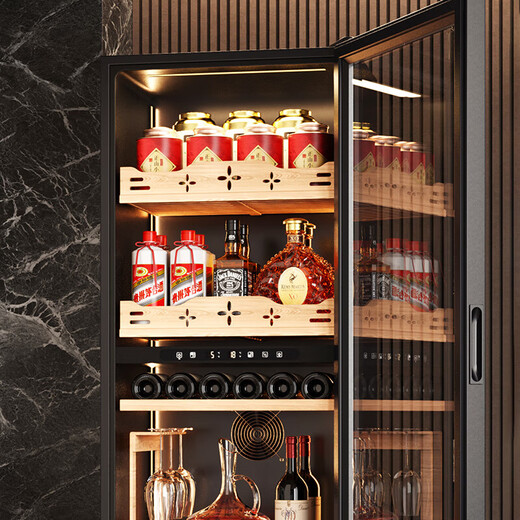 Vincase wine cabinet constant temperature wine cabinet air-cooled constant temperature moisturizing wine refrigeration storage display cabinet multi-functional household refrigerator sake beer cold bar foreign wine tea cabinet single temperature | fixed frequency | red wine hanging cup 256L thin section