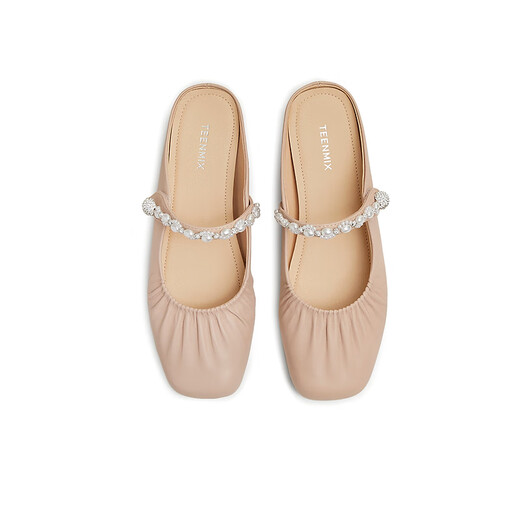 Tianmeiyi Mules Schuhe mit hoherhängender Frauen Sandalen Einkaufszentrum Gleiche französische Bag-Toe-Halbschneide 2025 Sommer BK841BH5 Pink (Schafkin) empfohlen, eine größere Größe 37 zu nehmen 37