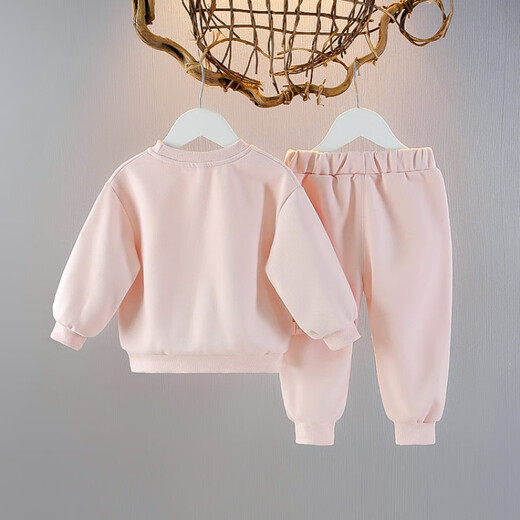G.DUCKKIDS小黄鸭女宝宝秋装女童套装一岁婴儿衣服小女孩春秋休闲卫衣两件套 粉红色l两件套 100 尺码2~3岁【 90-100cm】