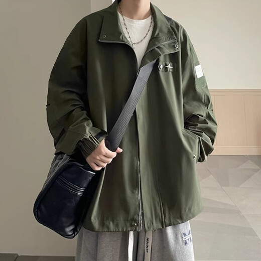 Yiran Presents Jacket Men's Spring and Autumn American Work Wear, Handsome Youth Casual Loose Lapel Loose Personality Versatile Men's Jacket Black XL Recommended 115-140 Jin Jin equals 0.5 kg