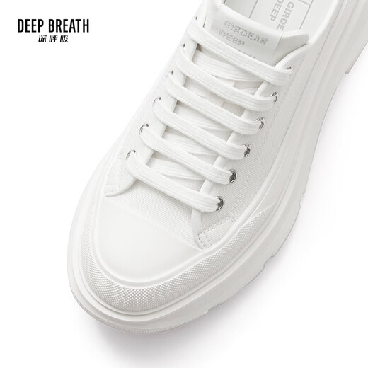 DEEP BREATH深呼吸女鞋包头半拖外穿波浪厚底帆布鞋穆勒鞋AX12250 白 35