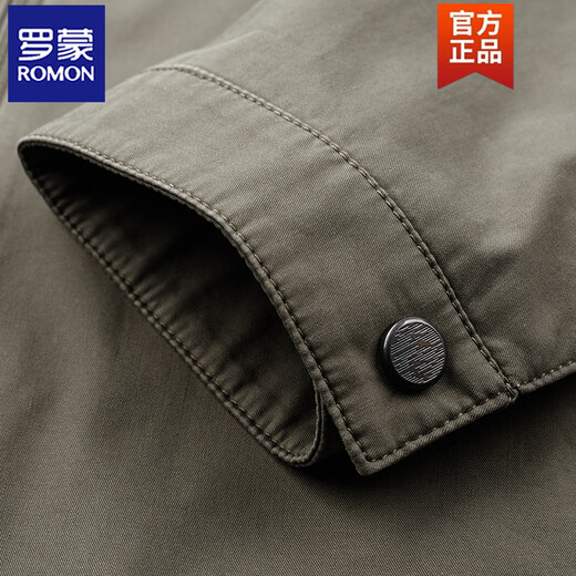 Romon (ROMON) [pure cotton fabric] middle-aged and elderly dad spring and autumn coat men's lapel jacket spring and autumn new top K2122 khaki 17060Jin [Jin equals 0.5 kg] to 90Jin [Jin equals 0.5 kg] M