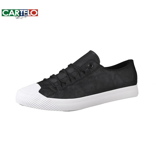
CARTELO men's shoes 2025 spring new casual leather shoes men's Korean style trendy casual versatile trendy shoes spring and autumn business board shoes 9851 all black 41