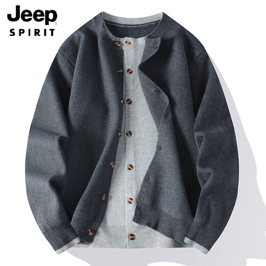 Jeep Spirit Herren-Strickjacke Pullover Herbst und Winter 2025 Neues gefälschte zweiteilige Basis-Strickjacke rotes Neujahr verdickter Pullover WE24893 Neues Jahr Red 3xl