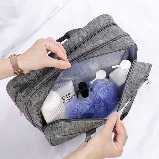 Toiletries Bag Men's Travel Toiletries Storage Bag Set Waterproof Portable Travel Artifact Network Dry and Wet Separation Gray-Large Size