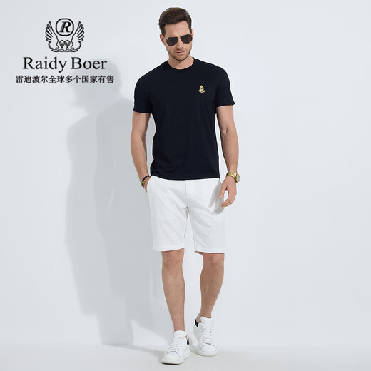 Raidy Boer / Ridy Boer [Mulberry Silk Cool] 2025 Summer Men's Secret Jacquard T-shirt à manches courtes 7027 Black S / 165/46