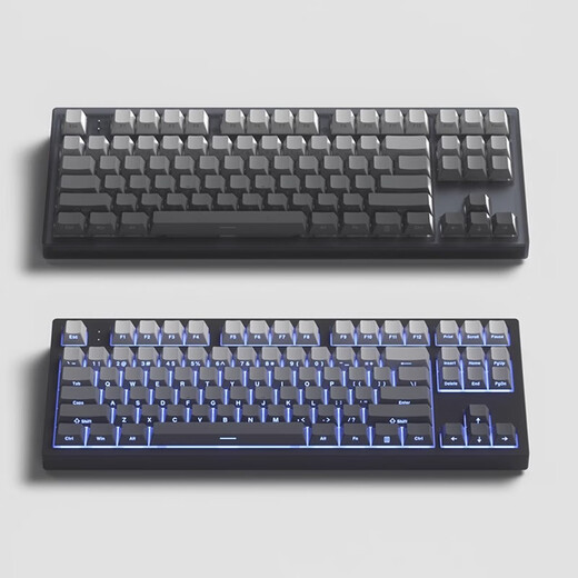 腹灵MK870 黑莓侧刻 机械键盘 有线无线蓝牙客制化 电脑游戏静音办公 黑曜石 极昼侧刻 有线 水蜜桃轴V2【静音】