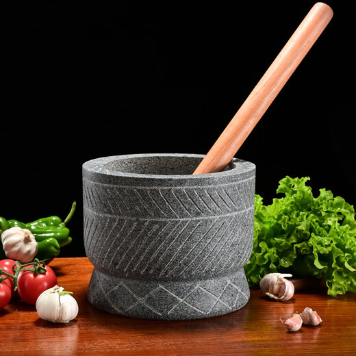 YY special hand-carved stone garlic pounder, stone mortar, garlic nest grinder, medicine jar, chili garlic masher, garlic mortar, large hand-carved stone garlic pounder