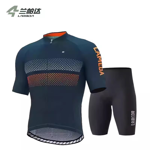 Lampada Cycling Suit Summer Short Sleeve Men's Top Bicycle Mountain Road Cycling Shorts Cycling Clothes Glory Green-Top + Haoyue Black Shorts XL