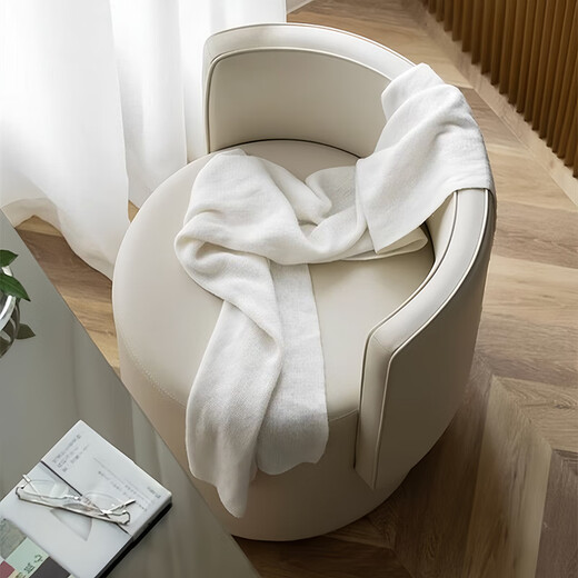Tingshi Make-up Stuhl für Mädchen Schlafzimmer Leichte Luxus luxuriöser High-End-Hauptschlafzimmer Make-up Stuhl rotierende Dressing Stuhl Rückenlehne Schminktisch Stuhl [Schwenk] Off-weiße Ballettstuhl Leather