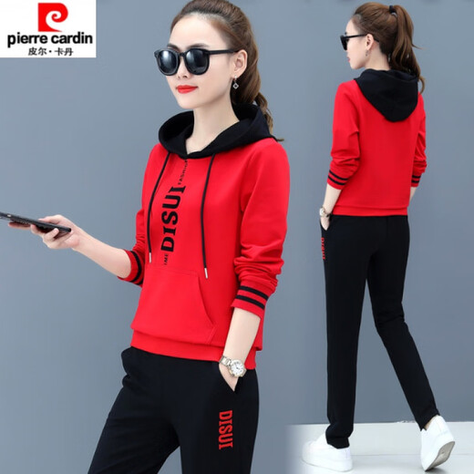 Erster Trail Casual Anzug für Frauen 2025 Neue Mode Korean große Größe gestickt lose Sweatshirt Zwei 686 Black M Empfohlen 75-90jin [Jin entspricht 0,5 kg]