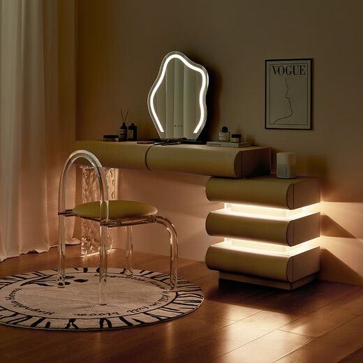 Paschaman Massivholz -Schminktischkiste der Schränke integrierter intelligenter Sprach -Make -up -Tisch mit Lampe 0.8 Schminktisch + Make -up -Spiegel + Make -up -Stuhl 6168y