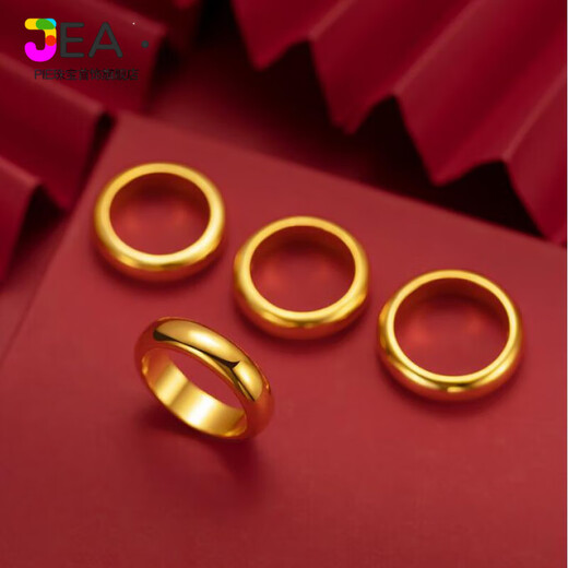 Jea.Pie boutique 2025 new 18k gold, ring men's Hong Kong duty-free gold 18K gold trendy glossy gold large size face width 7mm (suitable for men)