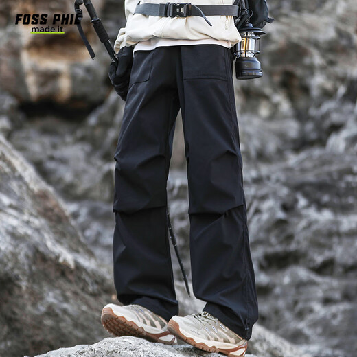 Foss Phil American overalls men's autumn and winter velvet thickened warm straight outdoor paratrooper casual pants 8398R black 2XL