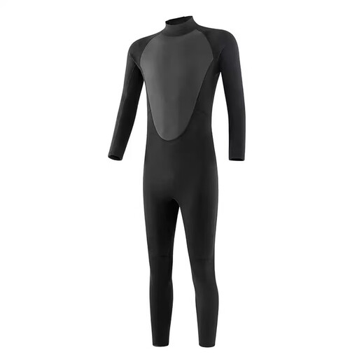Shi Xishuo 3.5mm long-sleeved warm wetsuit men's one-piece sun protection waterproof female snorkeling suit surfing cold-proof swimming wetsuit classic one-piece black L size 110-125Jin Jin is equal to 0.5 kg