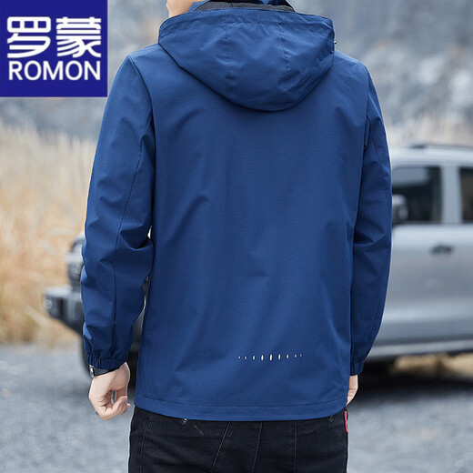 罗蒙（ROMON）2025新款防风防水冲锋衣男可脱卸帽外套春秋男户外休闲男士夹克衫 6628【深灰】 【140-155斤】 2XL