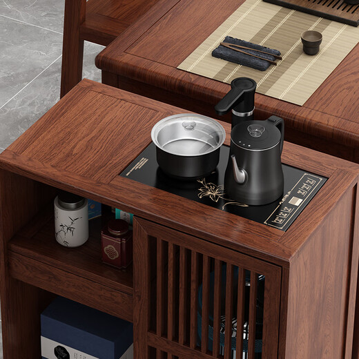 Tao Mengju solid wood Chinese-style mobile tea table household small tea table living room tea cart balcony tea table cabinet kettle integrated tea cabinet