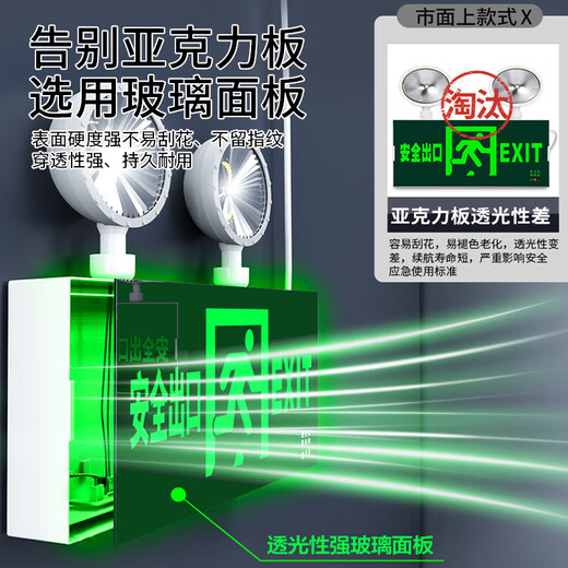 40,000 kilometers emergency light fire emergency lighting safety exit indicator light 3c certified two-in-one evacuation double head light