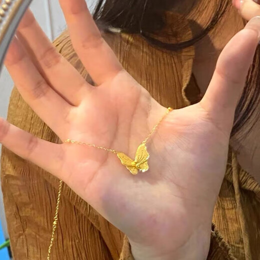 Kechu Shenzhen Shuibei butterfly necklace women's new gold-plated silver temperament creative pendant clavicle chain Valentine's Day girlfriend gift 0.05g