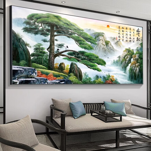 Handwerksmann Zeit begrüßt Kiefern Wohnzimmer Sofa Hintergrund Wanddekoration Teer Hängende Malerei Landschaft Malerei Landschaft Kalligraphie und Malerei Büro-Wandmalereien [Begrüßungskiefer] CT-3882 210*90 cm modern