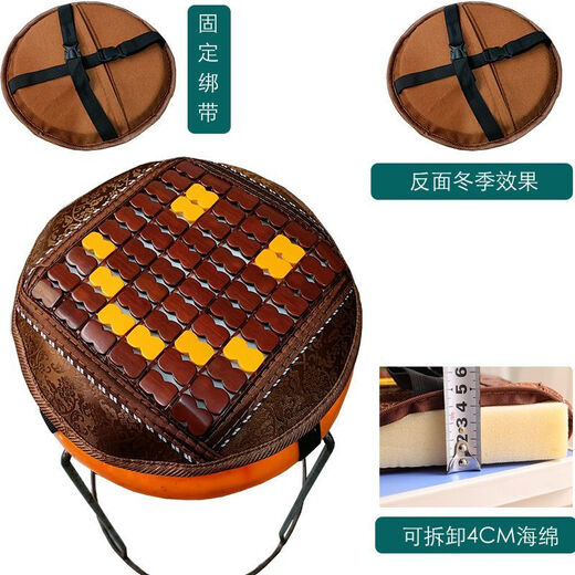 工厂坐垫冬夏两用方凳夏天坐垫绑带圆椅子垫四季通用上班软垫 正方形仿藤花边 3030