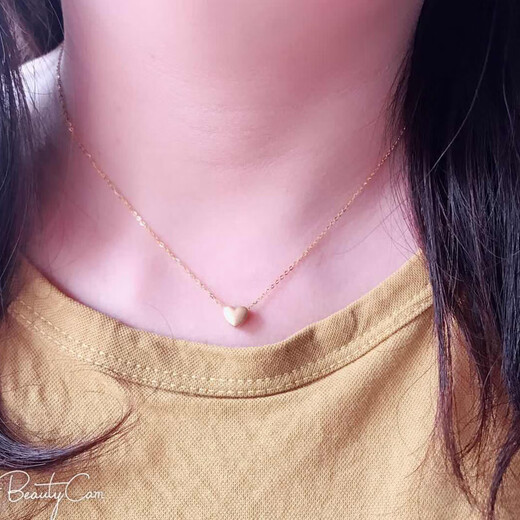 Medium red 18K gold thick three-dimensional love heart pendant Au750 necklace clavicle chain accessories pendant one large shiny model 18K yellow gold one