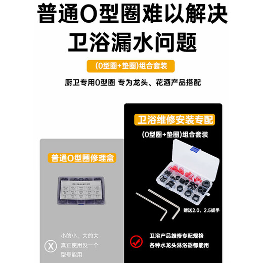 Special accessories for sealing ring repair and installation, shower faucet angle valve, water meter pipe fittings, leaking sealing ring, O-type gasket, faucet shower sealing gasket repair accessories box set