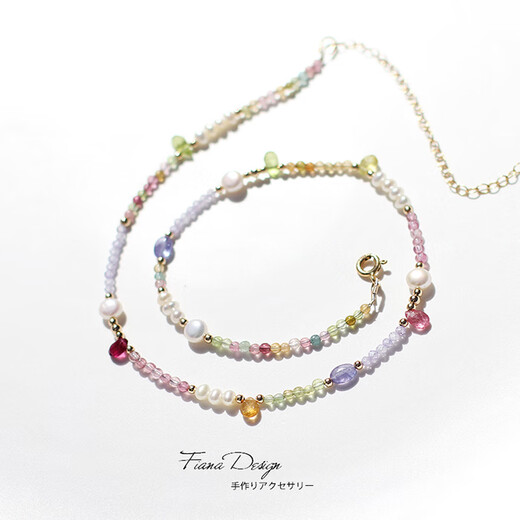 Li Shen original design natural macaron tourmaline pink tourmaline tanzanite peridot freshwater pearl beaded tourmaline necklace custom adjustable necklace
