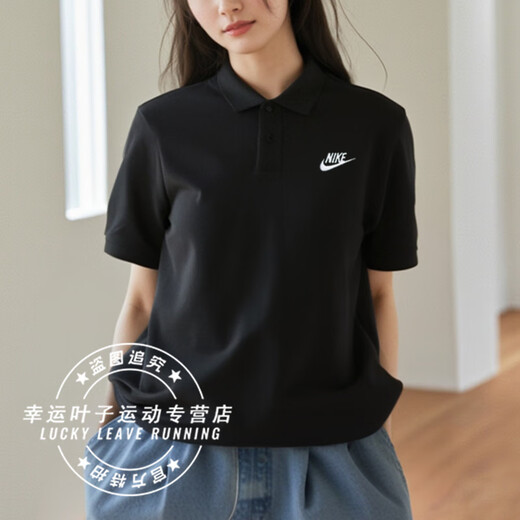 Nike (Nike) T-shirt masculin pour hommes 2025 automne newswear sports respirant lâche confortable jogging Polo à manches courtes décontractées FN3895-010 / La taille noire classique est trop grande L