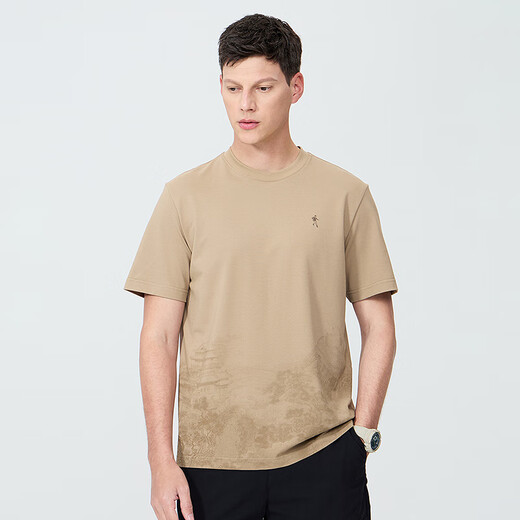 Tanzen mit Wölfen [einschließlich Mulberry-Seide] 7A Antibakterielles modalem chinesischem Stil Stickereien Kurzarm T-Shirt 701 Khaki XL (180)