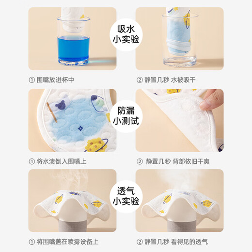 Betis baby bibs, newborn waterproof bibs, skin-friendly, breathable, 360-degree rotating baby saliva napkins for eating, 5 pack