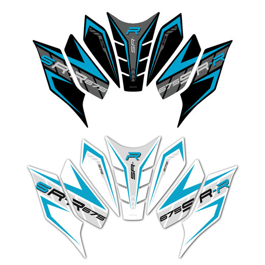 Shuotu Brand tout nouveau adapté à 24 Spring Breeze 675SR-R Modified Fuel Tank Stickers Fish Os Os Nant Slip Mount Decorative Lace Grosted Corps noir Ensemble complet d'autocollants de réservoir de carburant