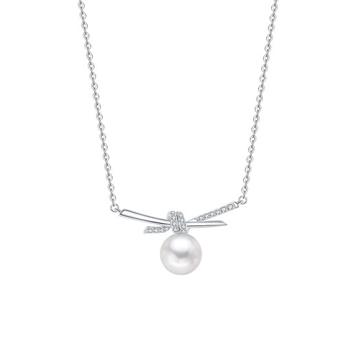 Qianlou 9-10mm Freshwater Pearl Pendant Necklace 925 Sterling Silver Light Luxurious Zircon Necklace Small Fresh Clavicle Chain