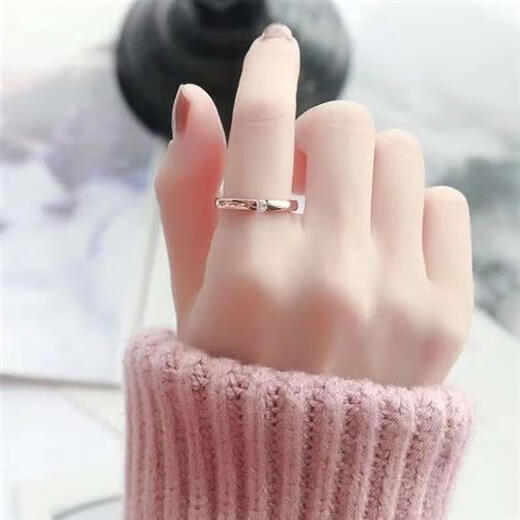 Canxian single diamond rose gold 18k non-fading moissanite ring female couple wedding washable ins trend light luxury single diamond - rose gold 676 No. 7