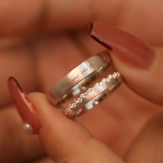 Kechu platinum ring women's pt950 couple ring touching the true heart niche design light luxury ring wedding birthday gift touching the true heart platinum pair/certificate/exquisite gift box opening adjustable