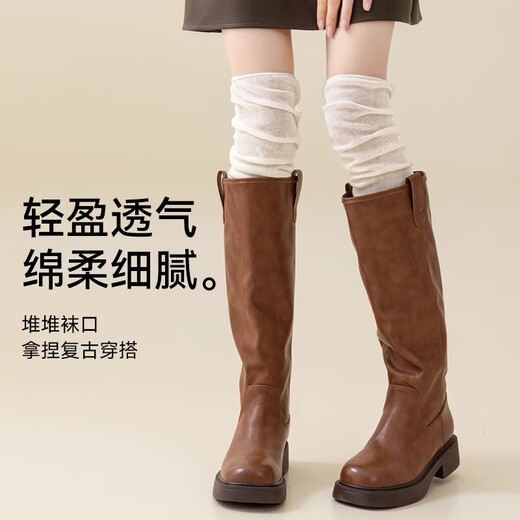 Mao Ren Dui Dui Knee Socks for Women Spring and Autumn High Anti-Slip Knee Socks for Girls JK Micro Pressure Slimming Boots Stockings Milky White - 1 Pair One Size Recommended 155-175cm 80-120 Jin Jin is equal to 0.5 kg
