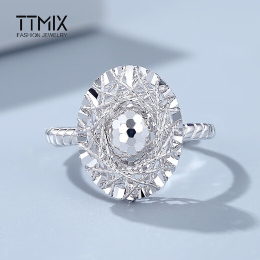 TTMIX pigeon egg ring pt950 platinum ring women's platinum ring light luxury live ring for girlfriend 3.9-4.1g