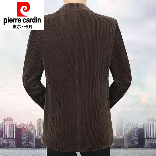 Pierre Cardin brand high-end spring and autumn cotton middle-aged and elderly men's thick corduroy casual suit corduroy middle-aged dad's suit pure cotton camel S 165 (100 Jin Jin is equal to 0.5 kg - 125 Jin Jin is equal to 0.5 kg)