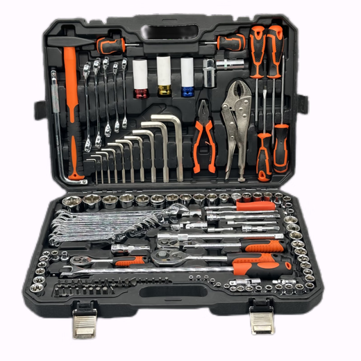 Auto repair tool set, socket wrench, ratchet repair combination, multi-functional full tool box for car repair, 142-piece 24-tooth straight handle set for auto repair