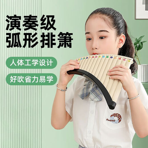 YTK玉竹排箫18管C调小学生专业演奏级民族乐器初学儿童课堂专用排笛 升级款[课堂推荐]18管可拆卸