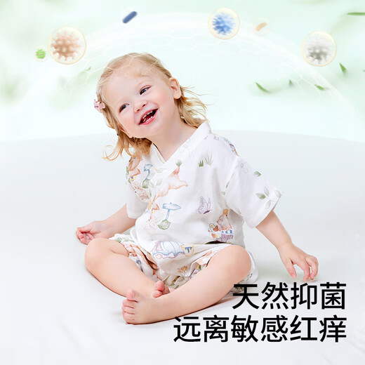 Betas baby clothes summer onesie short-sleeved bamboo cotton gauze newborn baby baby harp clothes crawling clothes pajamas