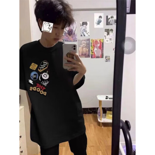 Camiseta de manga corta de algodón corto de algodón puro algodón puro de estilo estadounidense de estilo estadounidense para hombres en verano.