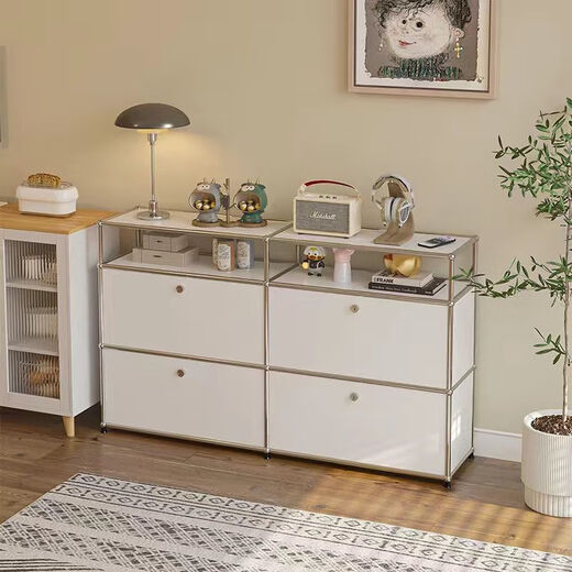 XMSJ Custom hergestelltes mittelalterliches USM-Modul Kombination Seitenschrank Edelstahl TV-Schrank moderne einfache Ins Lagerschrank Haushaltsbetriebsfernsehen 9227*35*35