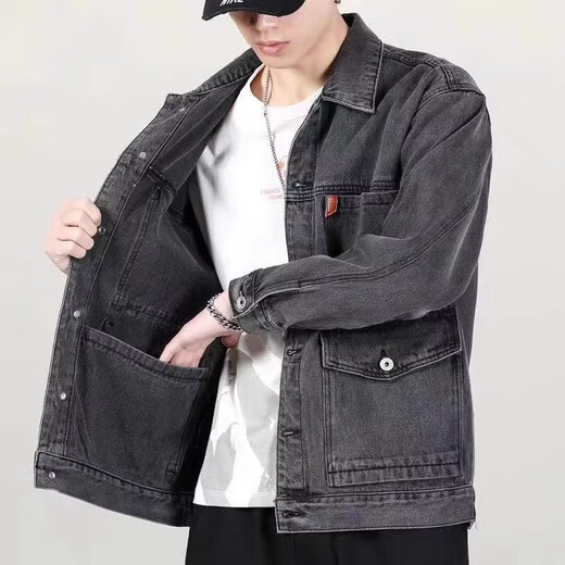 胖东来 DL【央妈推荐】干活穿的牛仔外套男劳保工作服工地建筑上班春秋夏季耐穿耐磨褂子 Y848黑色 XL 120-135斤